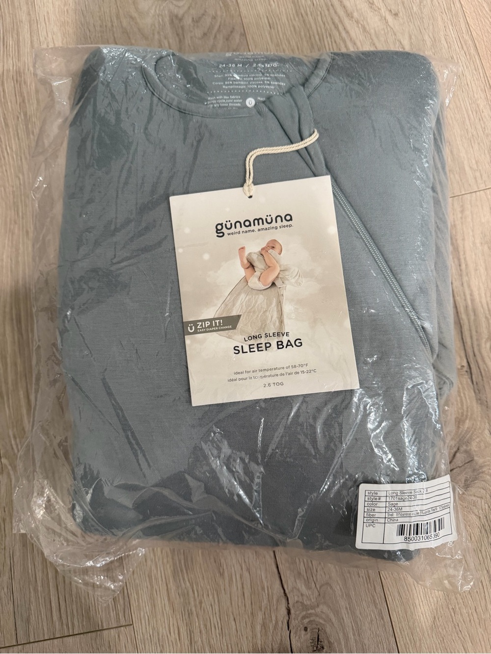NWT GUNAMUNA Long Sleeve Sleep Bag - Slate Gray 2.6 TOG